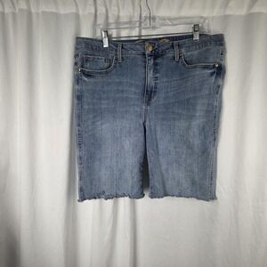 Seven7 Shorts Womens 12 Blue Denim Weekend Easy Fit Boyfriend Raw Hem Casual